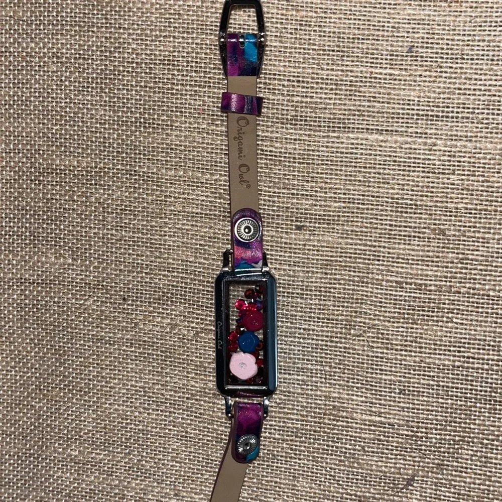 Origami Owl Floral Leather Bracelet Wrap/Silver Bar Rectangular Locket/charms - Picture 5 of 9